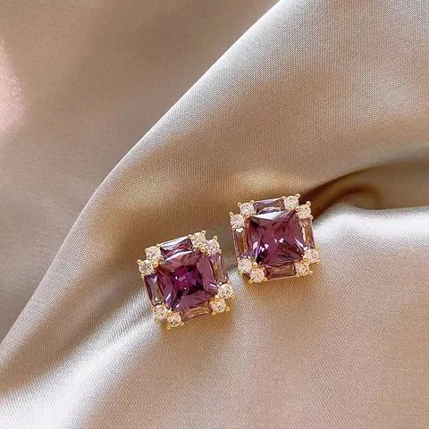 Square Rhinestones Earrings