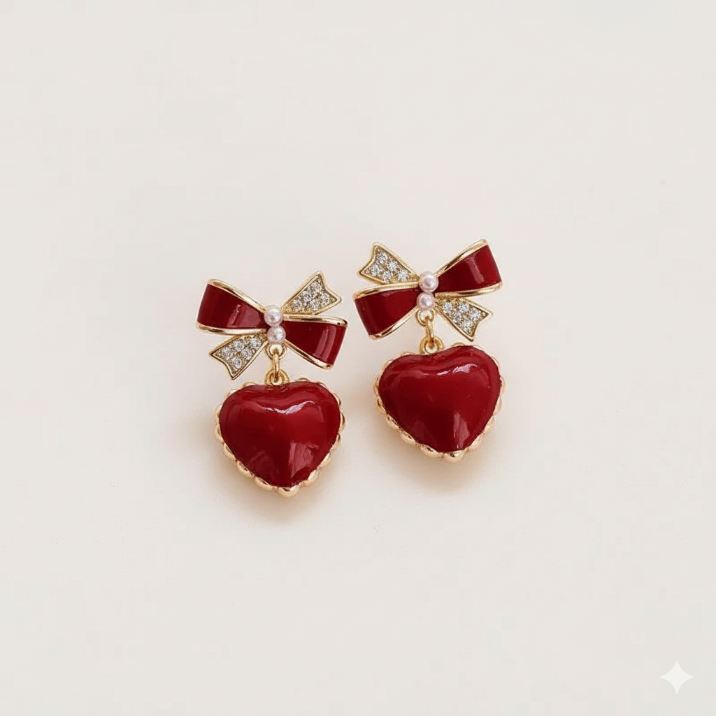 Sweetheart Ribbon Studs