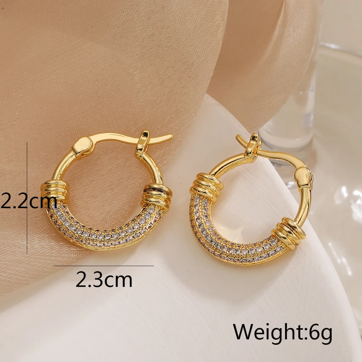 Hoop Gem Circle Small Earrings