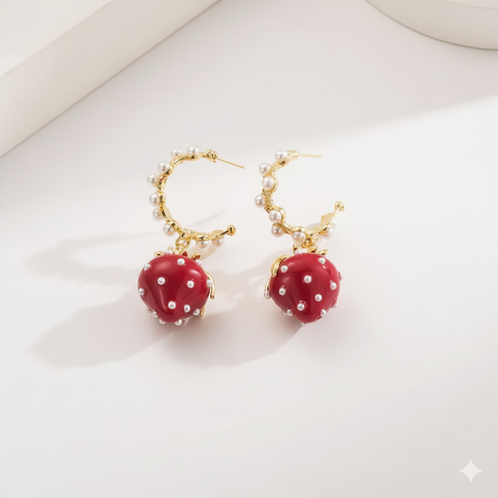 Pearl-Topped Strawberry Drops