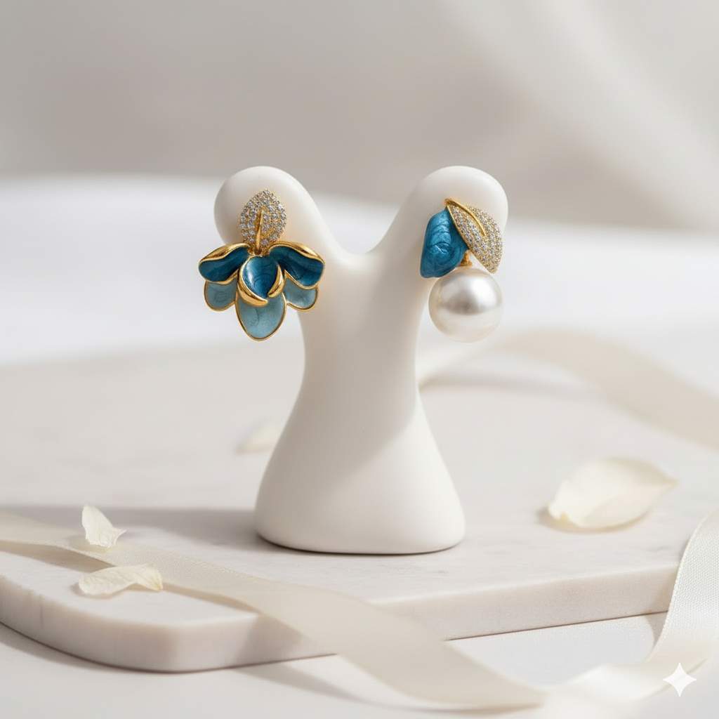 The "Azure Bloom" Asymmetric studs
