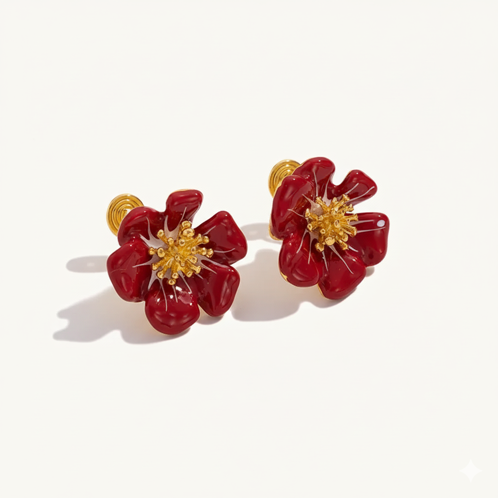 Crimson Camellia Clips