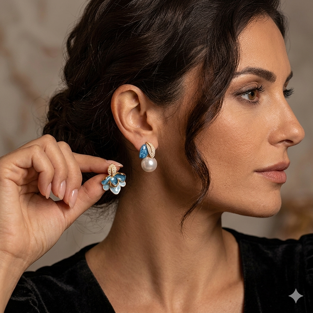 The "Azure Bloom" Asymmetric studs