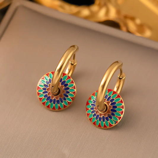 Enamel Flower Earrings
