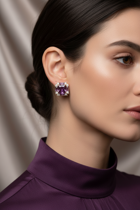 Square Rhinestones Earrings