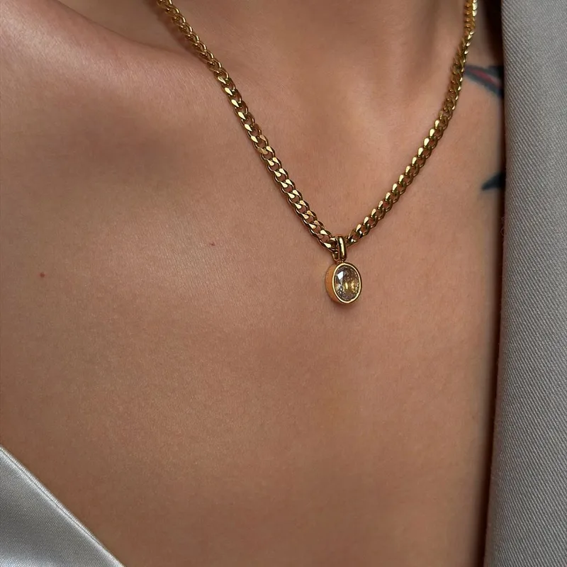 Oval Gem Necklace