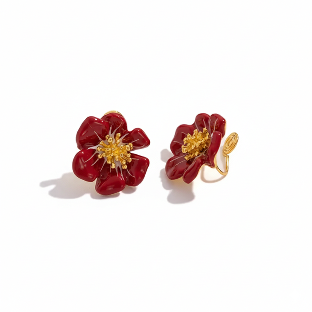 Crimson Camellia Clips