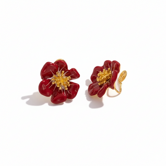 Crimson Camellia Clips