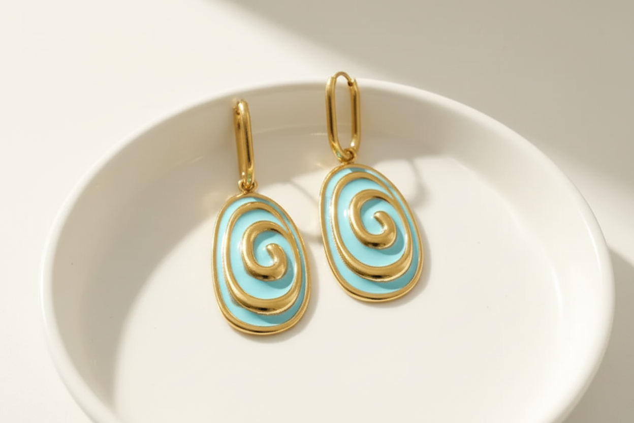 The Azure Swirl Drop Earrings