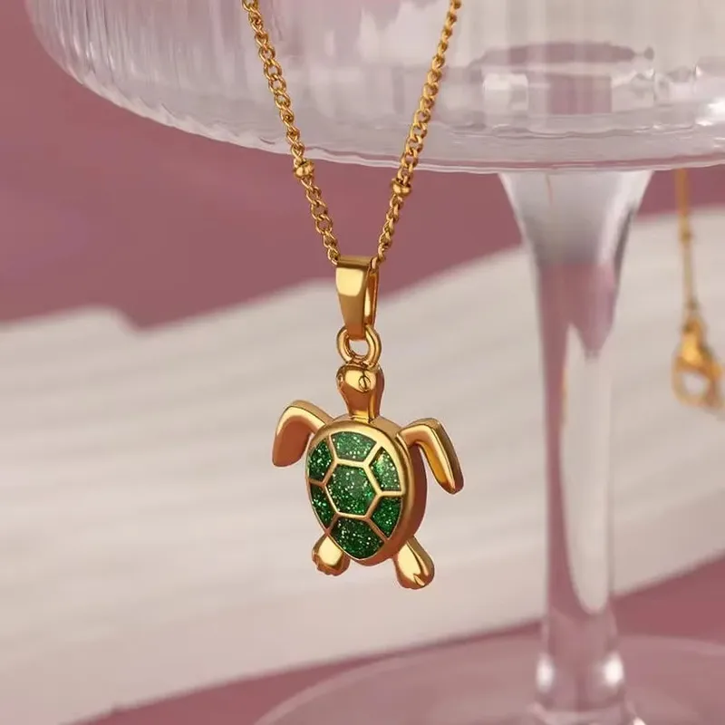 Sea Mist Turtle Necklace