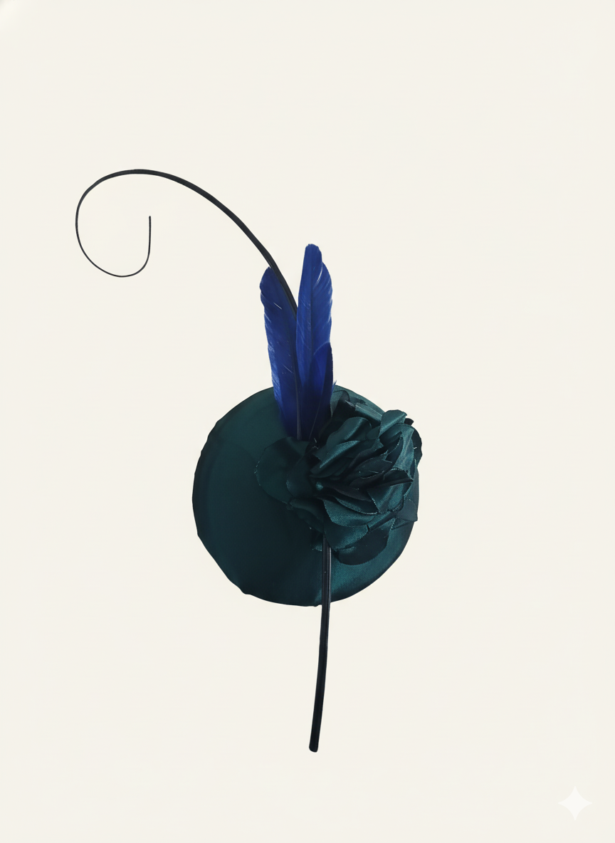 Teal and Cobalt Cocktail Hat