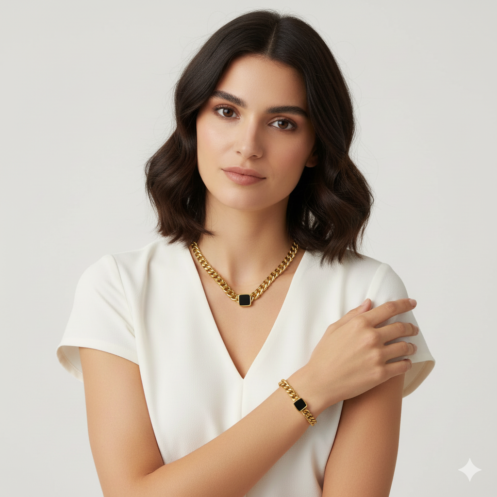 Curb Chain Gemstone Set