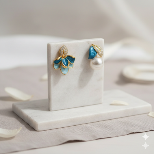 The "Azure Bloom" Asymmetric studs