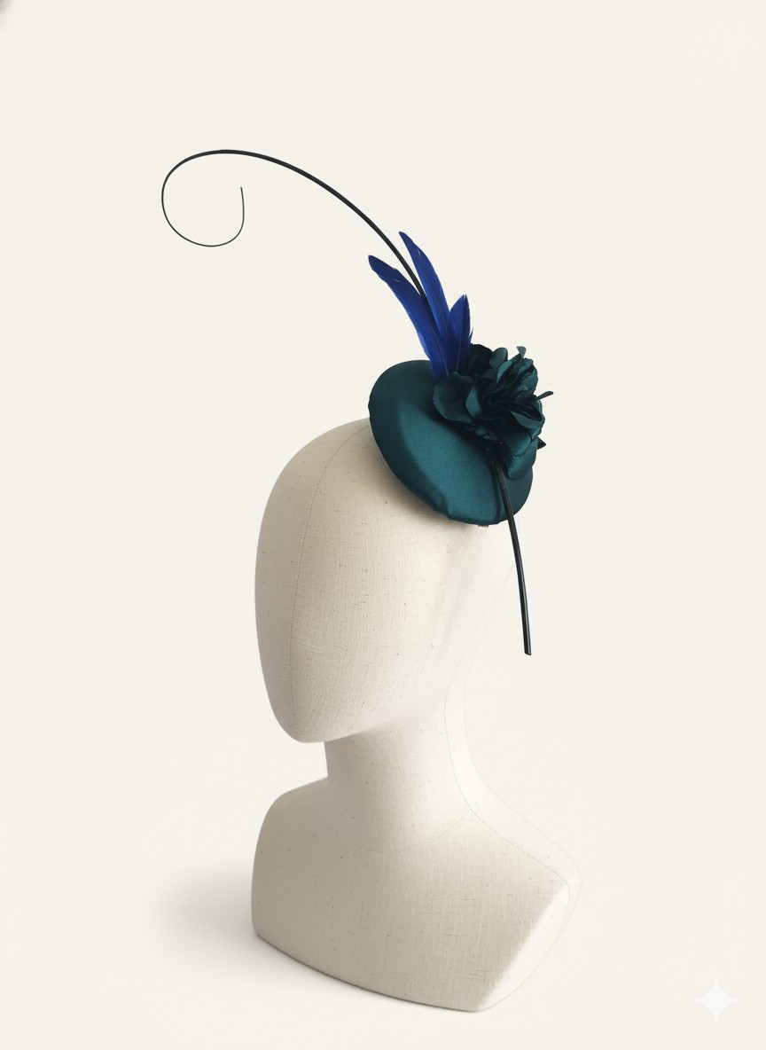 Teal and Cobalt Cocktail Hat
