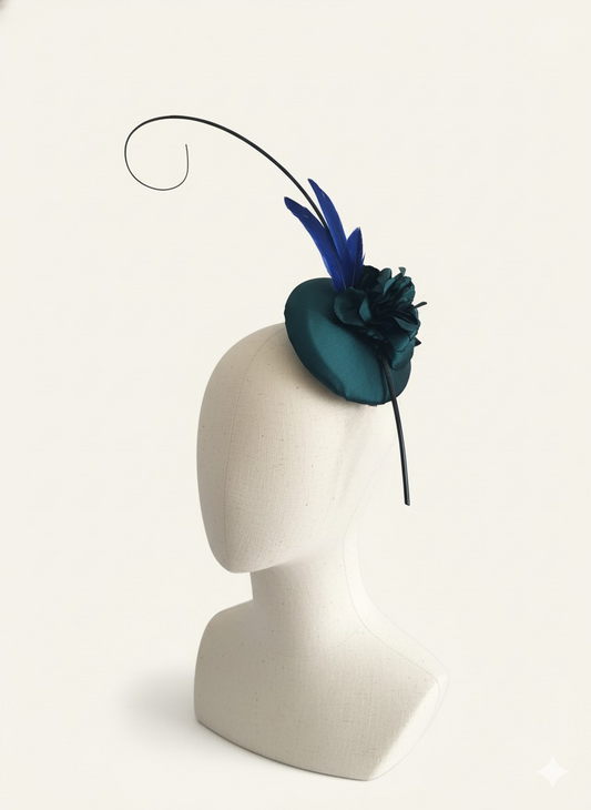 Teal and Cobalt Cocktail Hat