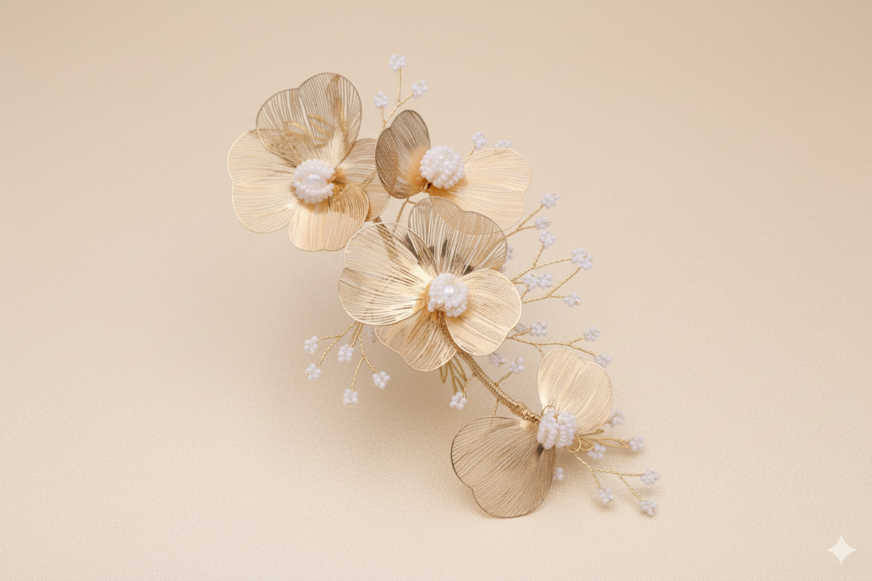 Gilded Wire Blossom headpiece